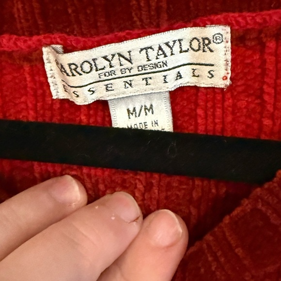 Bold Red and Burgundy Carolyn Taylor Striped Crew Neck Sweater - Picture 2 of 3